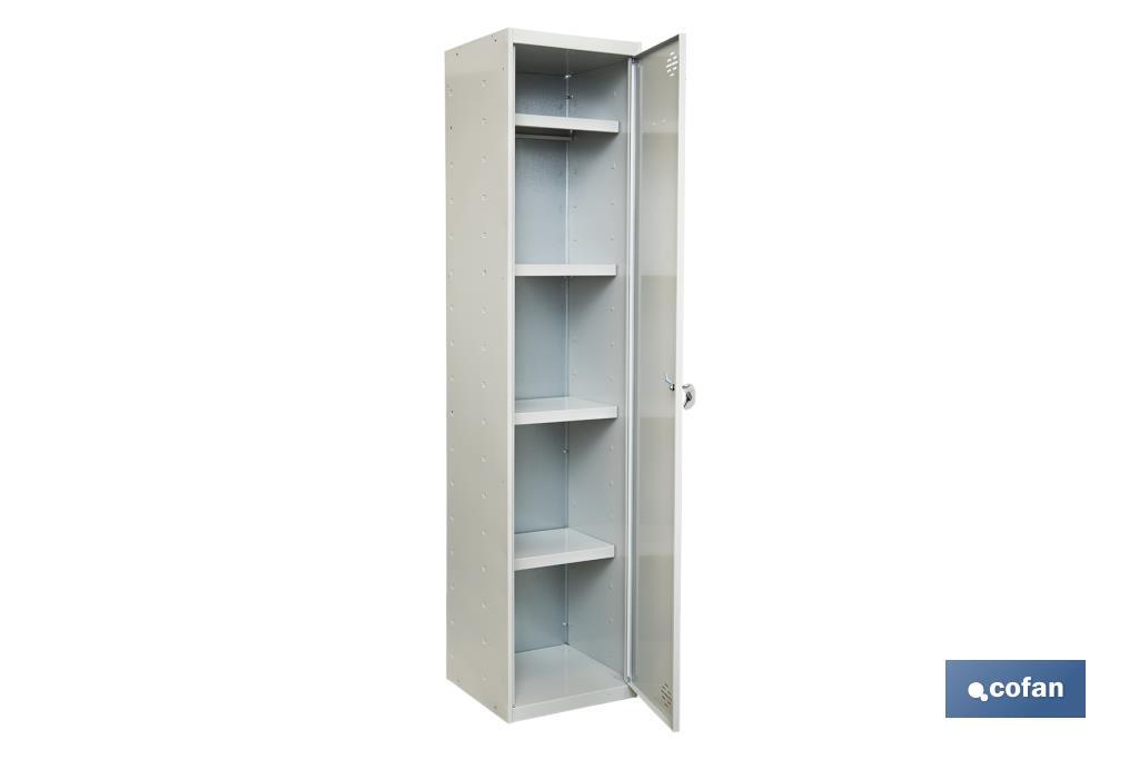 Cleaning cupboard | Multipurpose storage closet with 1 door and 4 shelves | Material: steel | Sizes: 180 x 40 x 40cm - Cofan