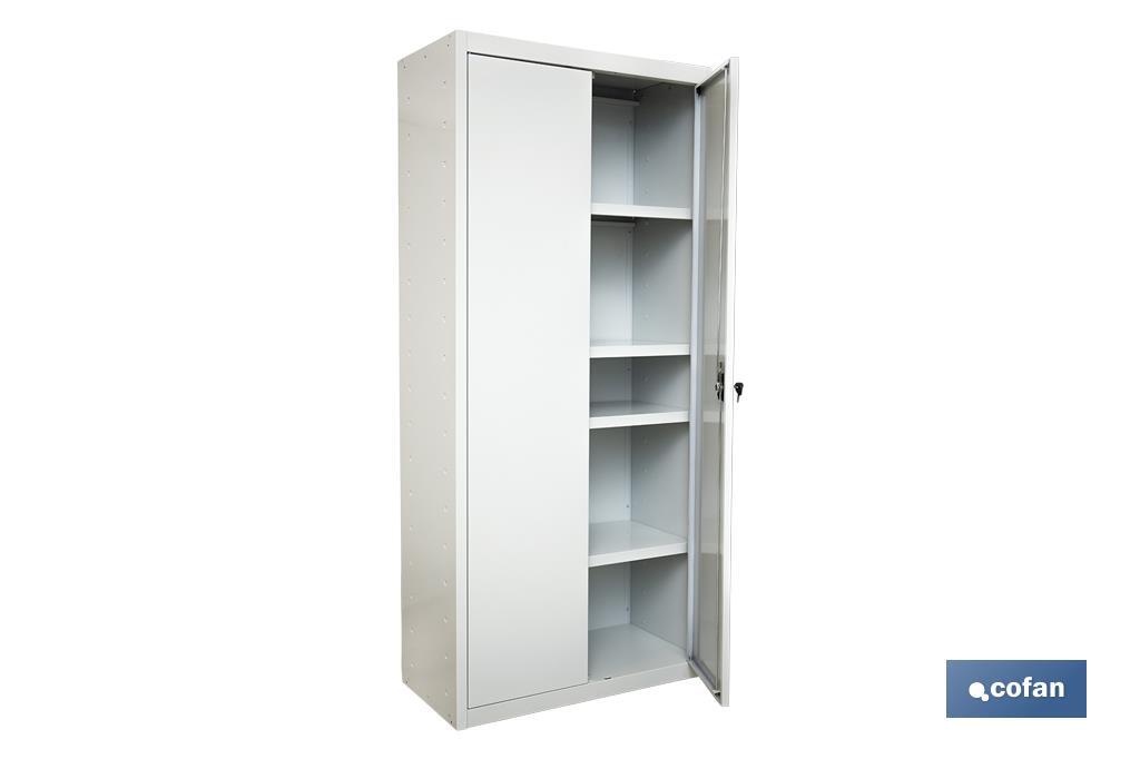 Armario multiusos | Accesorio con 2 puertas y 4 estantes | Material: acero | Medidas: 180 x 80 x 40 cm - Cofan