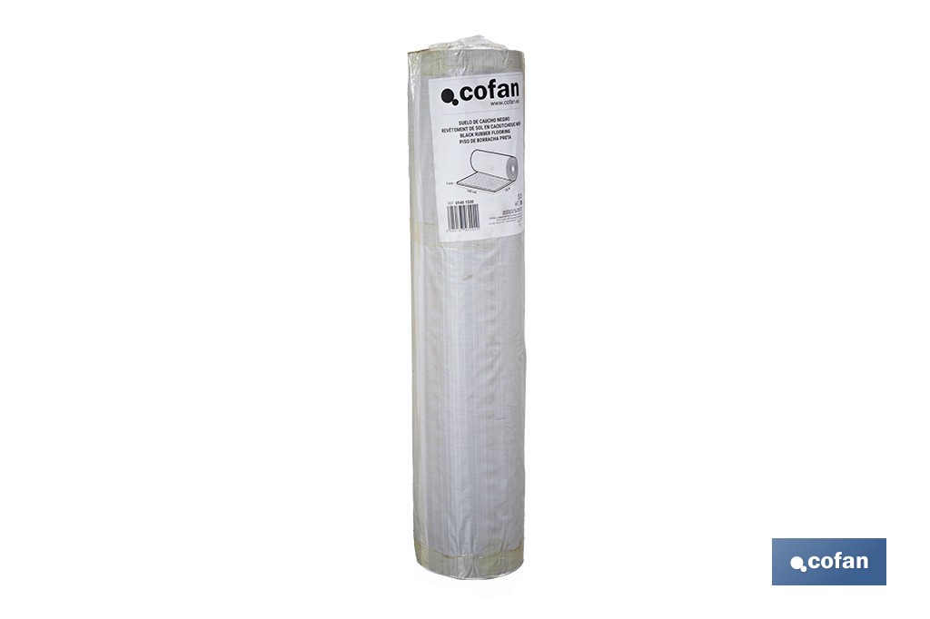 Rollo de suelo de caucho | Diseño de círculos | Antideslizante | 10 m de largo, 3 mm de grosor | Disponible en diferentes anchos - Cofan