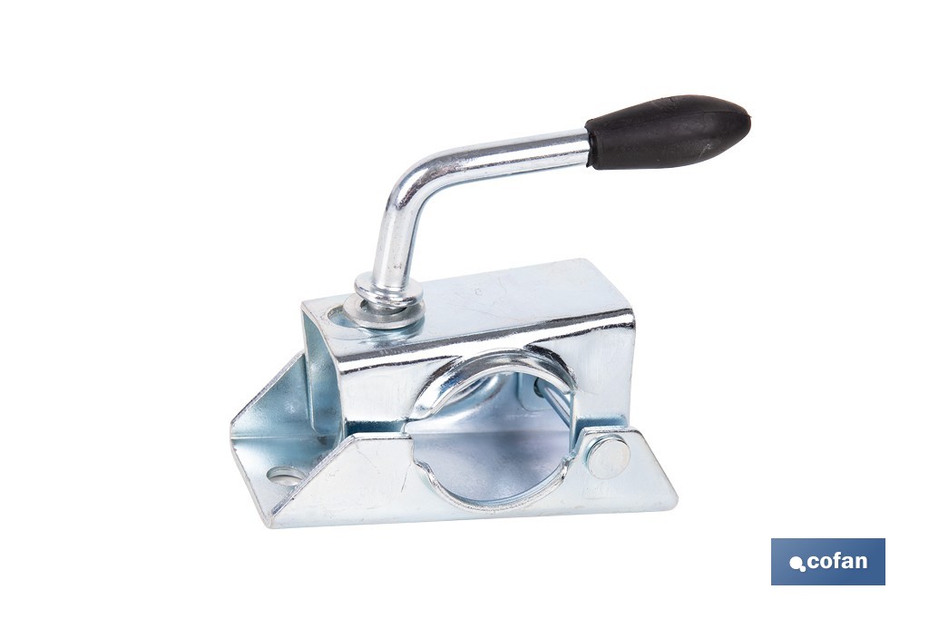 Abrazadera de acero galvanizado para rueda Jockey de remolque con de eje 48 mm - Cofan