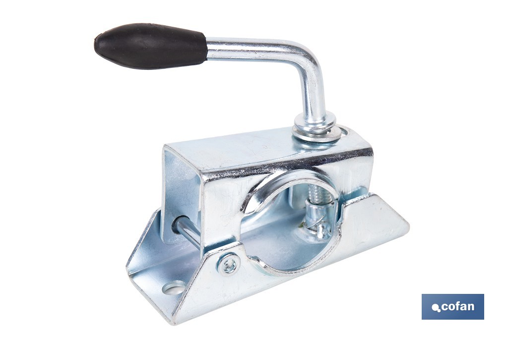 Abrazadera de acero galvanizado para rueda Jockey de remolque con de eje 48 mm - Cofan