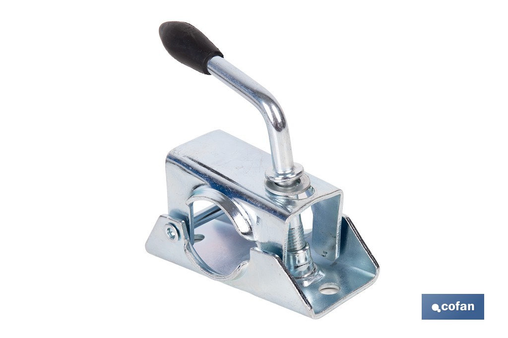 Abrazadera de acero galvanizado para rueda Jockey de remolque con de eje 48 mm - Cofan
