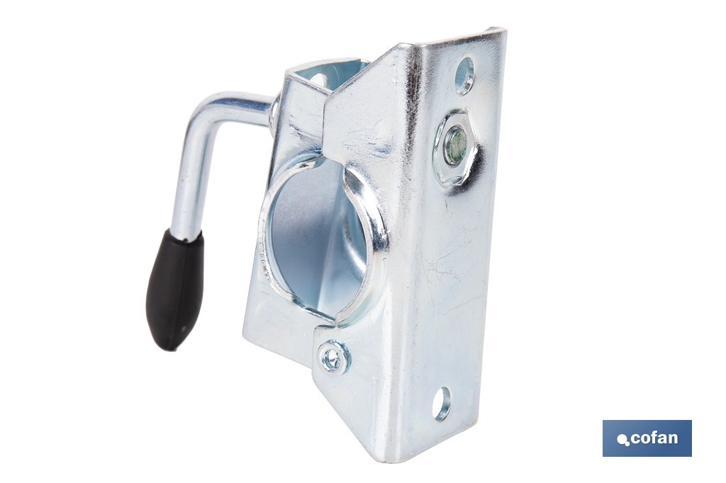Abrazadera de acero galvanizado para rueda Jockey de remolque con de eje 48 mm - Cofan