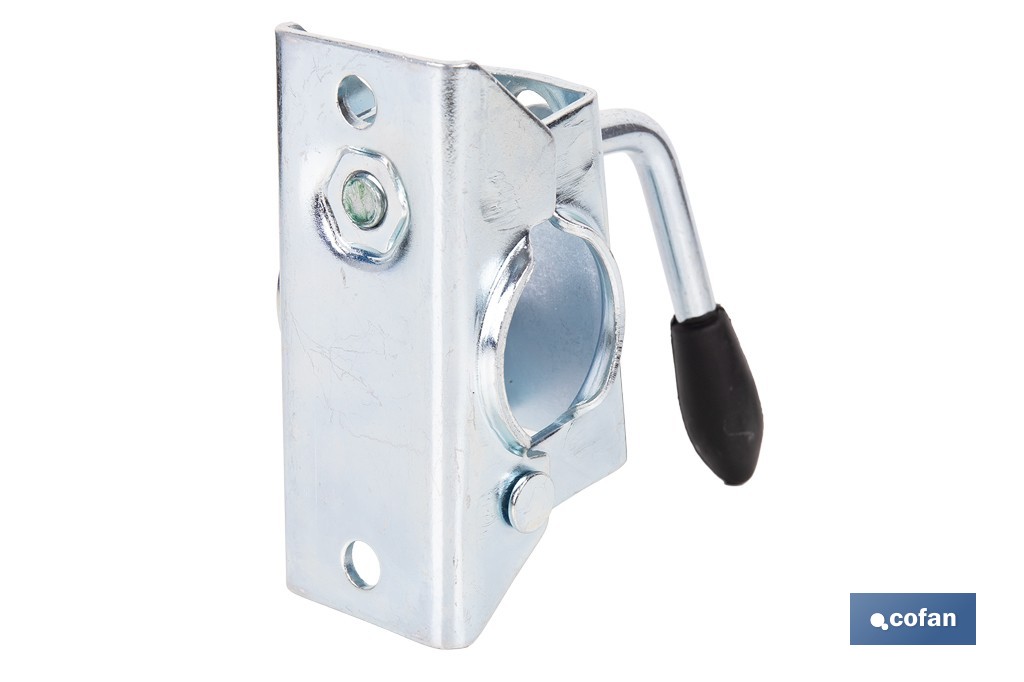 Abrazadera de acero galvanizado para rueda Jockey de remolque con de eje 48 mm - Cofan