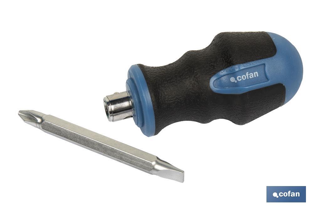 Double ended stubby Phillips and slotted screwdriver PH2 | Available lengths in 38 and 100mm | Ø6mm shank - Cofan