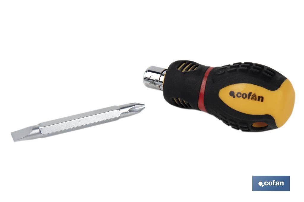 Double ended stubby Phillips and slotted screwdriver PH2 | Available lengths in 38 and 100mm | Ø6mm shank - Cofan