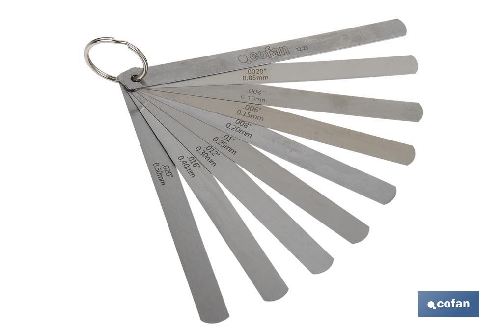 Feeler gauge 8 blades | Gap measuring tool | Available thicknesses from 0.002 to 0.020mm - Cofan