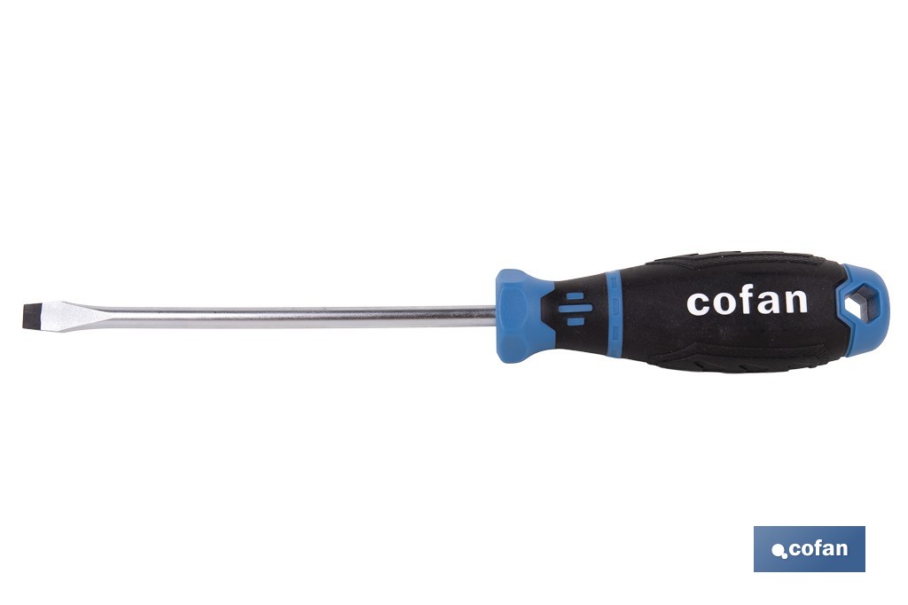 Destornillador plano DIN 5265 modelo Gripforce | Punta magnética y mango antideslizante | Disponible en diferentes tamaños - Cofan