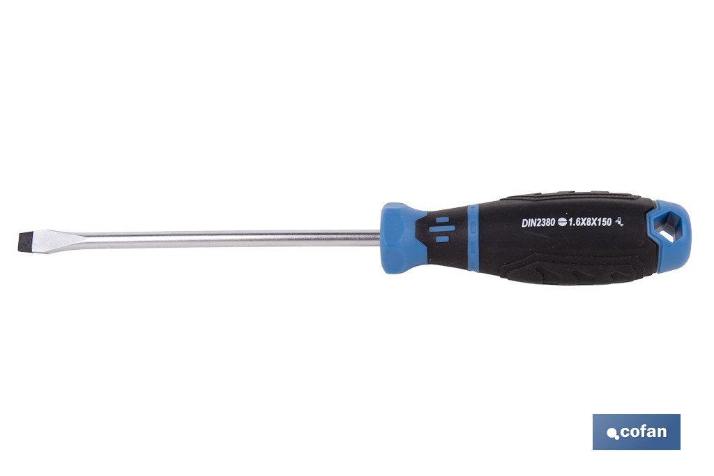 Destornillador plano DIN 5265 modelo Gripforce | Punta magnética y mango antideslizante | Disponible en diferentes tamaños - Cofan