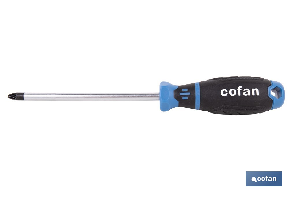 Destornillador Pozidriv modelo Gripforce | Punta magnética y mango antideslizante | Disponible en diferentes tamaños - Cofan