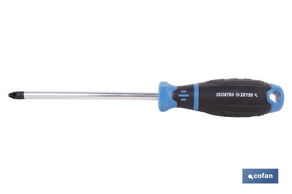 Destornillador Pozidriv modelo Gripforce | Punta magnética y mango antideslizante | Disponible en diferentes tamaños - Cofan
