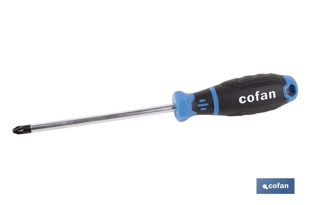 Destornillador Pozidriv modelo Gripforce | Punta magnética y mango antideslizante | Disponible en diferentes tamaños - Cofan