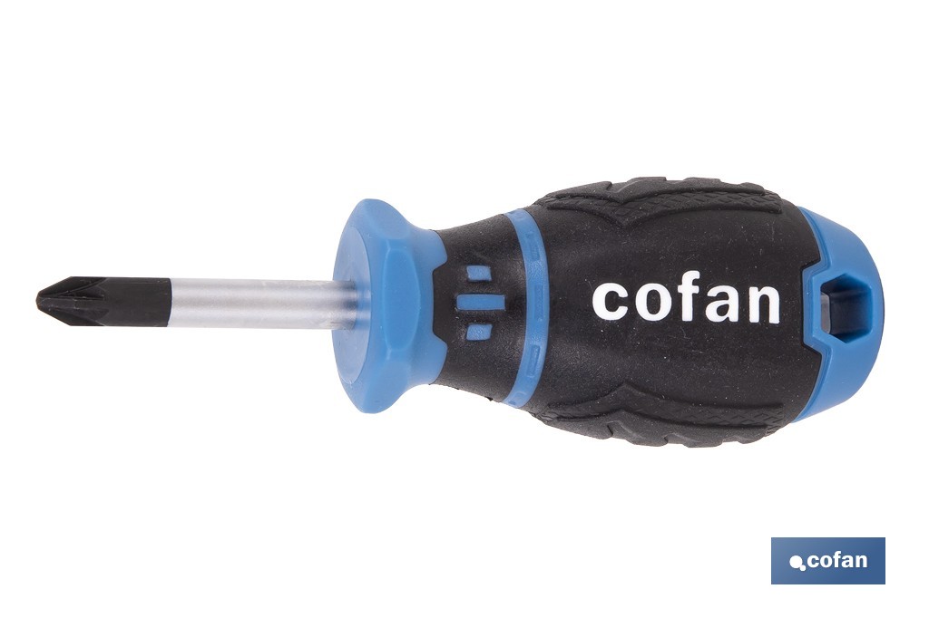 Destornillador corto de carrocero de Phillips, Pozidrive y plano. - Cofan
