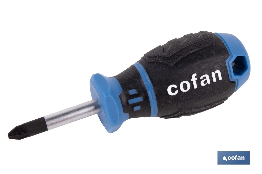 Destornillador corto de carrocero de Phillips, Pozidrive y plano. - Cofan