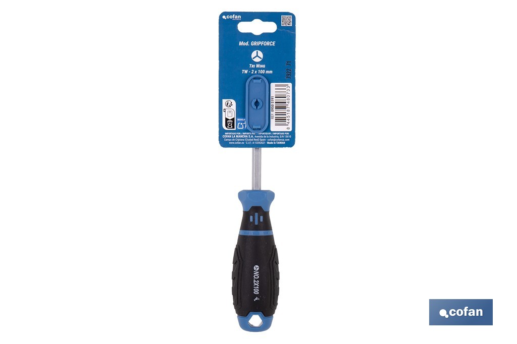 Destornillador Tri-wing modelo Gripforce | Punta magnética y mango antideslizante | Disponible en diferentes tamaños - Cofan