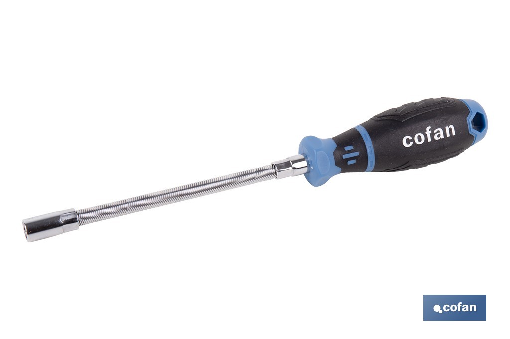 Destornillador flexible de vaso hexagonal hembra Gripforce | Punta magnética y mango antideslizante | Disponible en diferentes tamaños - Cofan