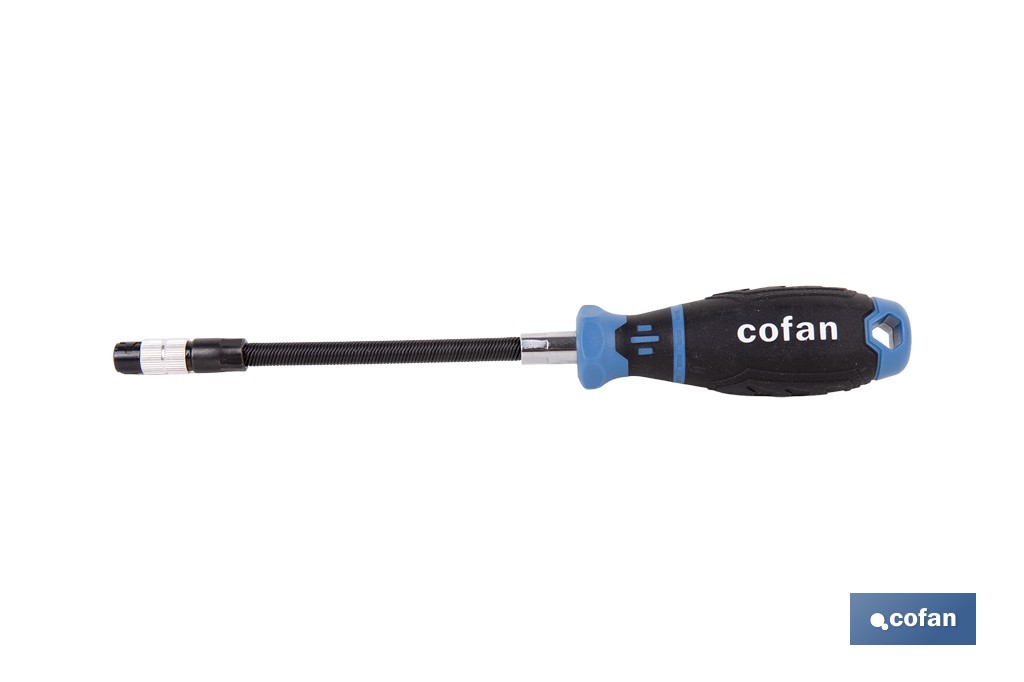 Destornillador flexible para puntas de 1/4" modelo Gripforce| Cambio rápido de puntas y mango antideslizante - Cofan