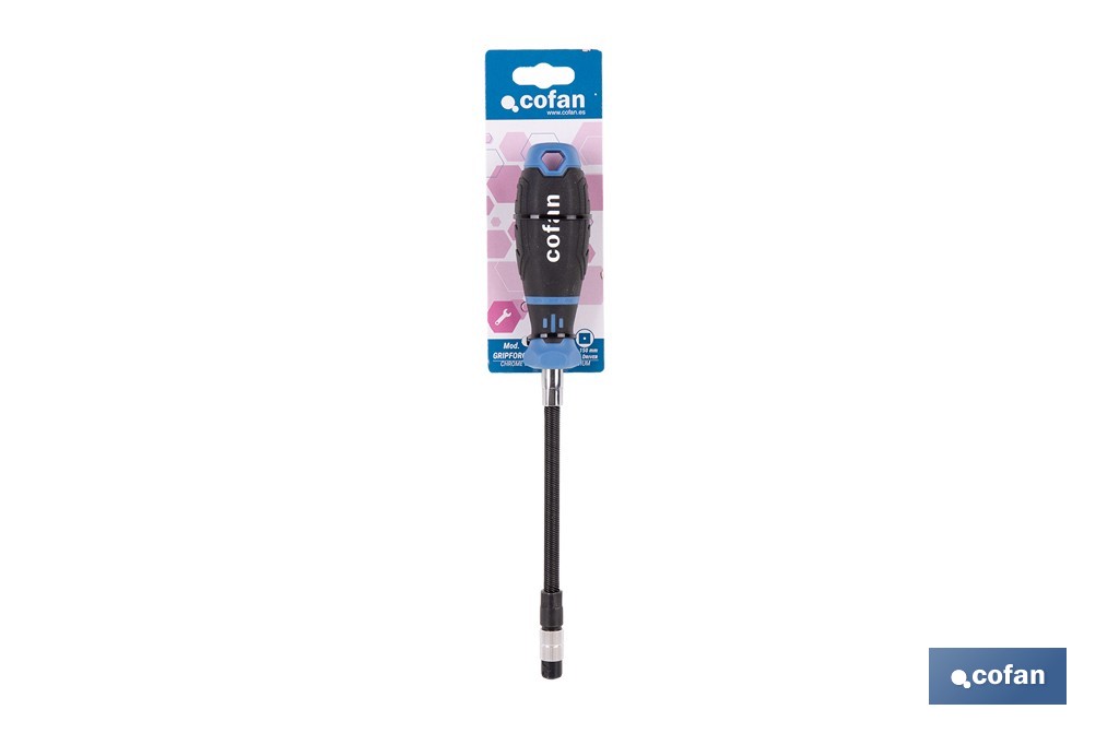 Destornillador flexible para puntas de 1/4" modelo Gripforce| Cambio rápido de puntas y mango antideslizante - Cofan
