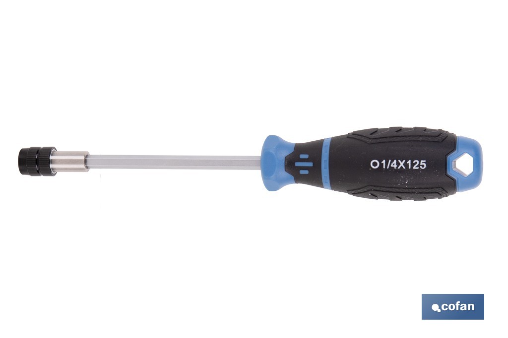 Destornillador rígido para puntas de 1/4" modelo Gripforce| Cambio rápido de puntas y mango antideslizante - Cofan