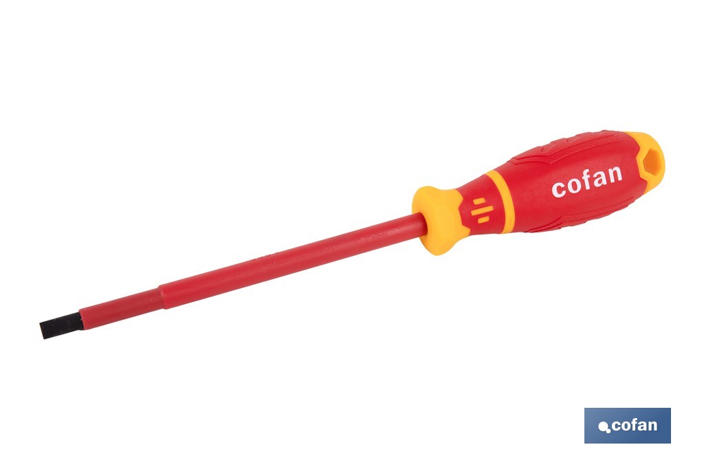 Destornillador plano aislado modelo Gripforce | Conforme a IEC 60900 y GS | Disponible en diferentes tamaños - Cofan
