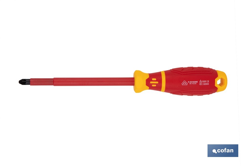 Destornillador Pozidrive aislado modelo Gripforce | Conforme a IEC 60900 y GS | Disponible en diferentes tamaños - Cofan