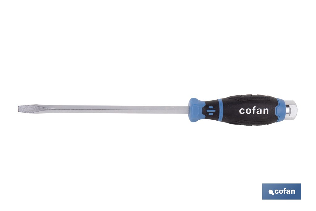 Destornillador plano de impacto Gripforce | Cabeza de golpeo y mango antideslizante | Disponible en diferentes tamaños - Cofan