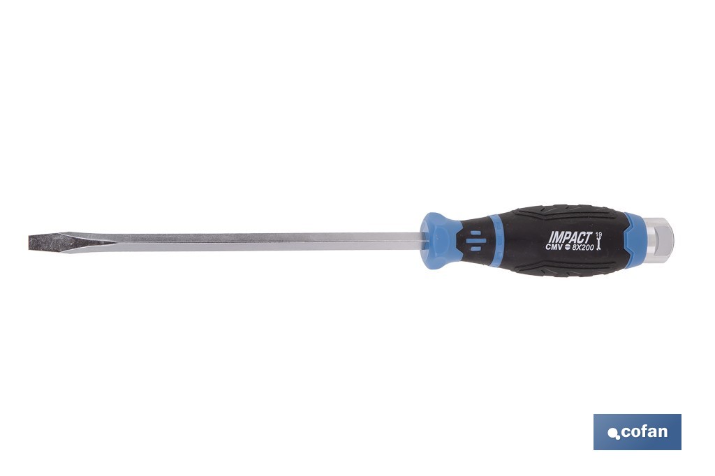Destornillador plano de impacto Gripforce | Cabeza de golpeo y mango antideslizante | Disponible en diferentes tamaños - Cofan