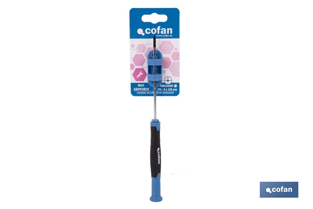 Destornillador Phillips de alta precisión modelo Gripforce | Punta magnética y mango antideslizante | Disponible en diferentes tamaños - Cofan
