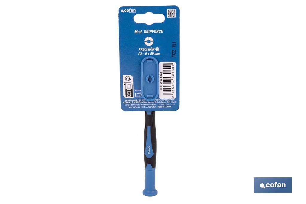 Destornillador Pozidriv de alta precisión modelo Gripforce | Punta magnética y mango antideslizante | Disponible en diferentes longitudes de varilla - Cofan