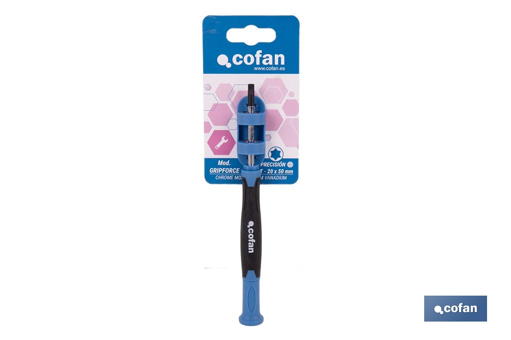 Destornillador Torx de alta precisión modelo Gripforce | Punta magnética y mango antideslizante | Disponible en diferentes tamaños - Cofan