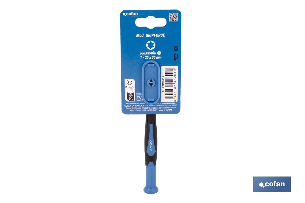 Destornillador Torx de alta precisión modelo Gripforce | Punta magnética y mango antideslizante | Disponible en diferentes tamaños - Cofan