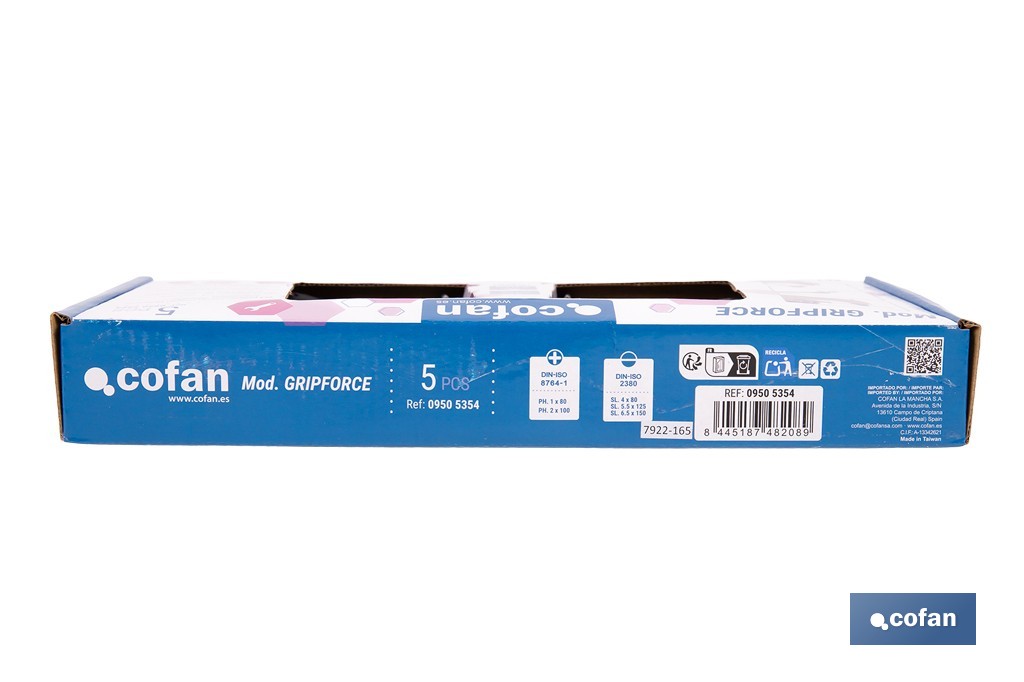 Juego de 3 destornilladores planos + 2 destornilladores Phillips modelo GripForce - Cofan