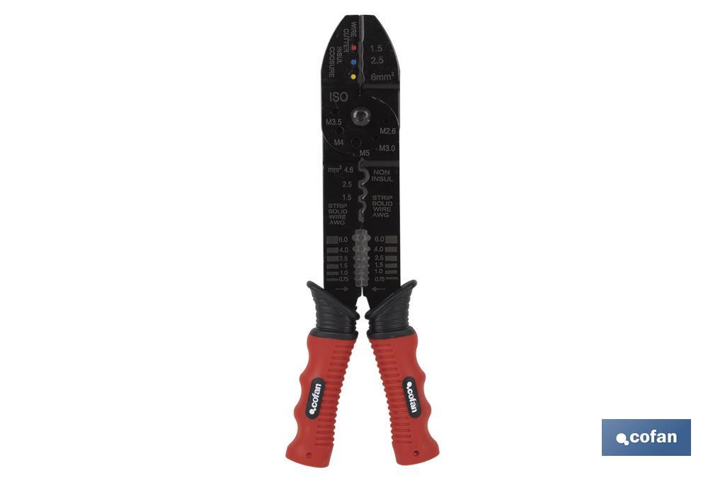 Crimping tool | For insulated and tinned terminals | Length: 220mm - Cofan