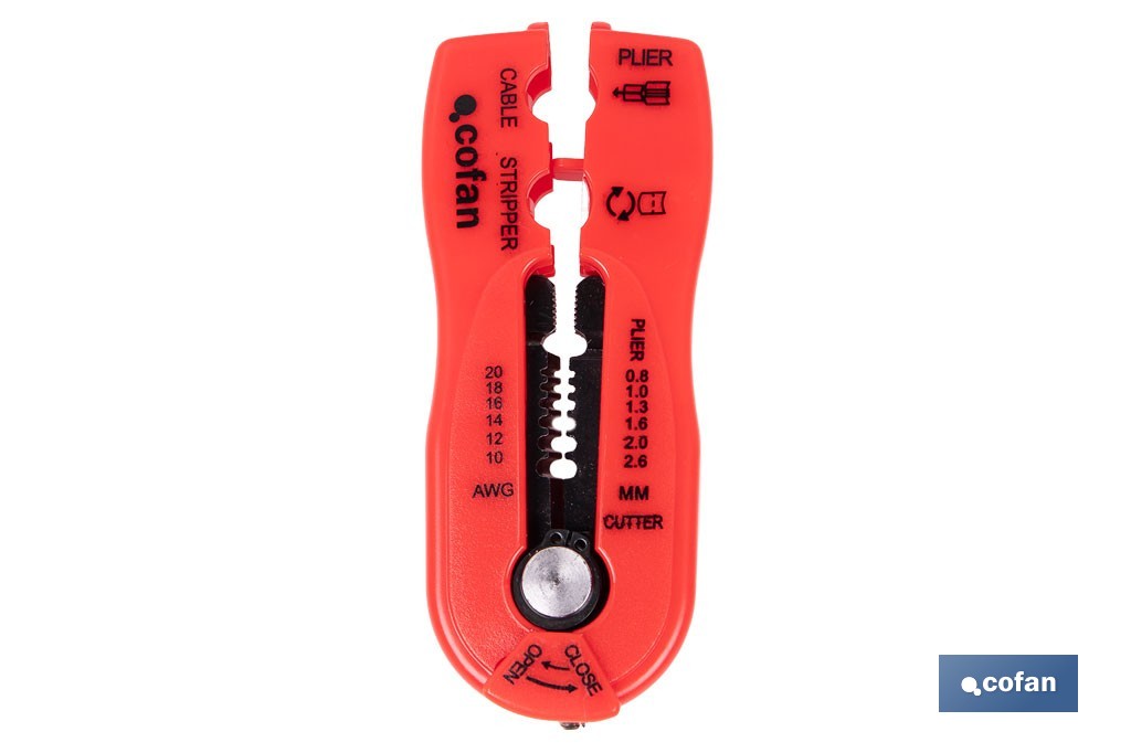Dénudeur de câbles multifonction | Coupe entre 0,8 - 2,6 mm | Dimensions : 120 mm - Cofan