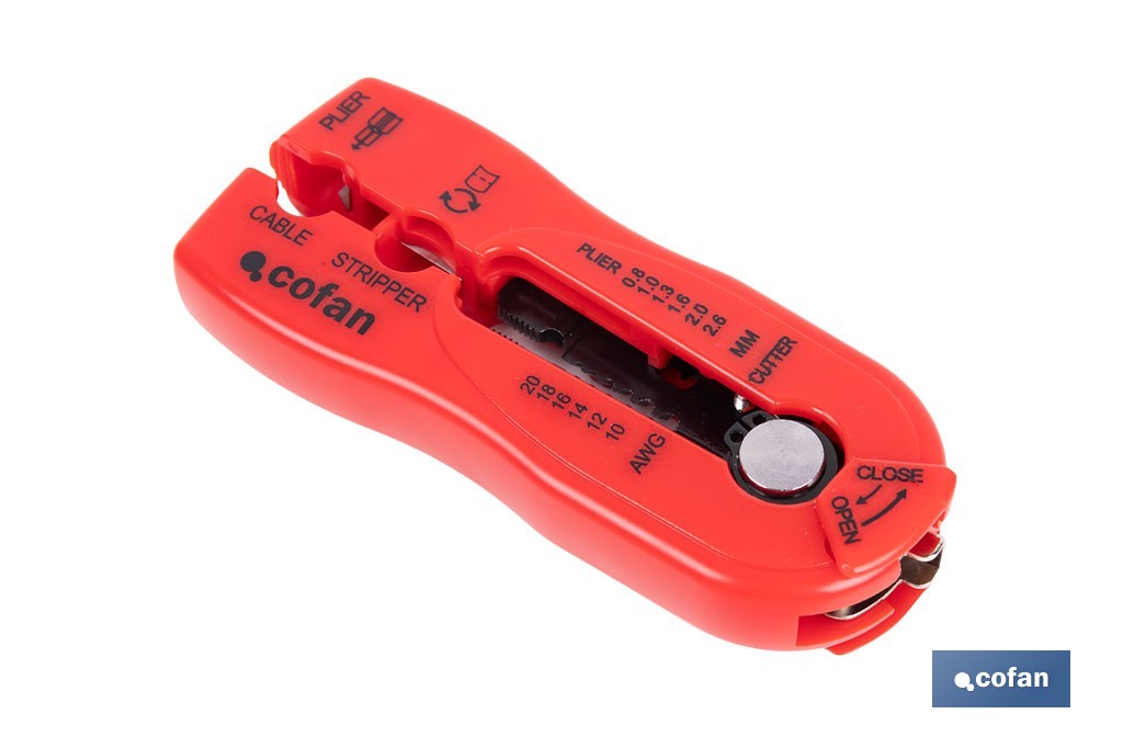 Dénudeur de câbles multifonction | Coupe entre 0,8 - 2,6 mm | Dimensions : 120 mm - Cofan