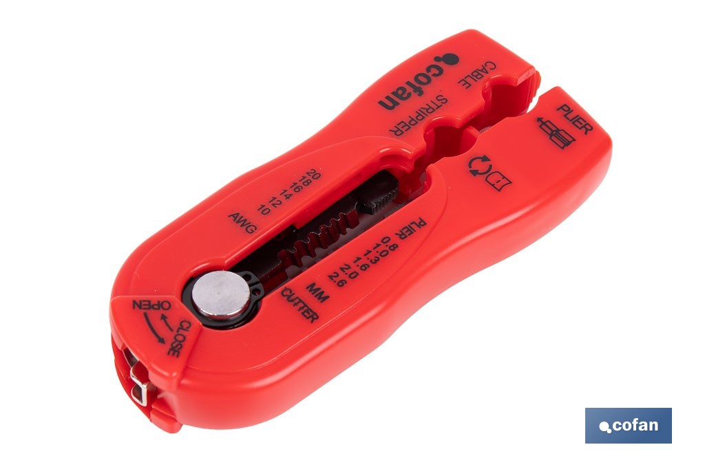 Dénudeur de câbles multifonction | Coupe entre 0,8 - 2,6 mm | Dimensions : 120 mm - Cofan