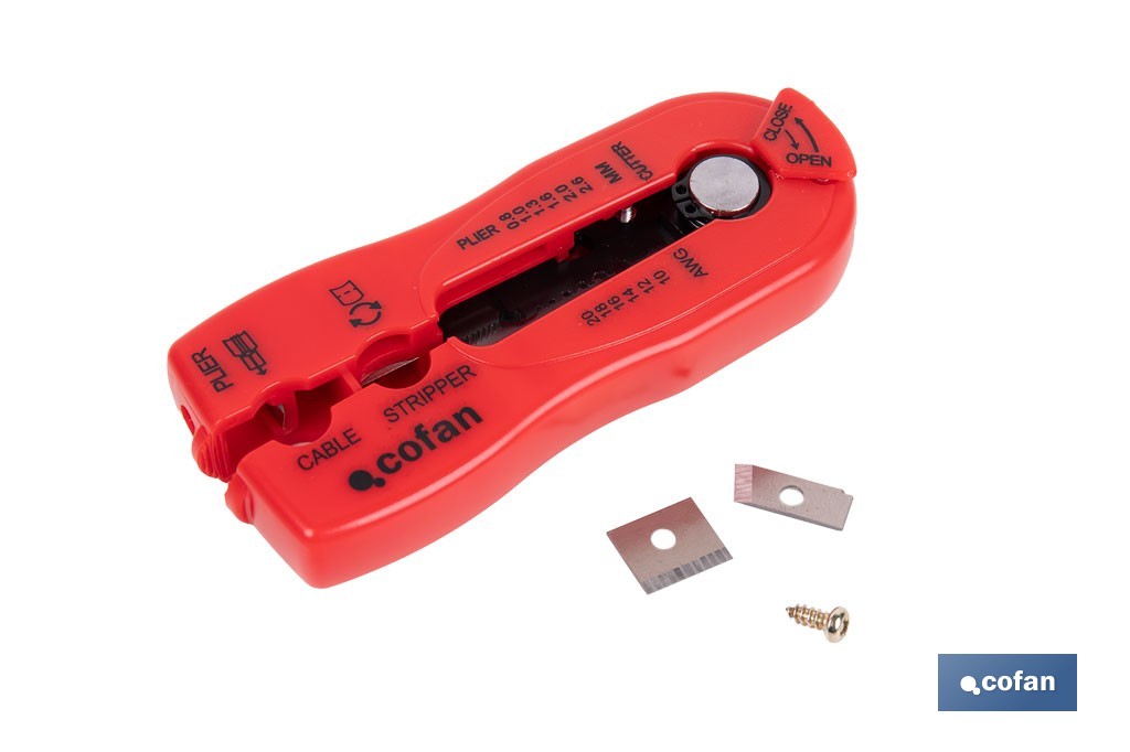 Dénudeur de câbles multifonction | Coupe entre 0,8 - 2,6 mm | Dimensions : 120 mm - Cofan
