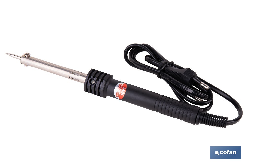 Soldador de estaño cilíndrico de 230 V con punta latón. Potencia 30 W o 60 W - Cofan