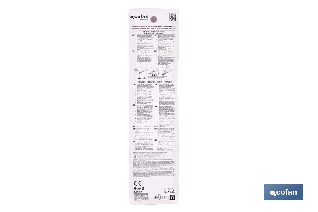 Soldador de estaño cilíndrico de 230 V con punta latón. Potencia 30 W o 60 W - Cofan