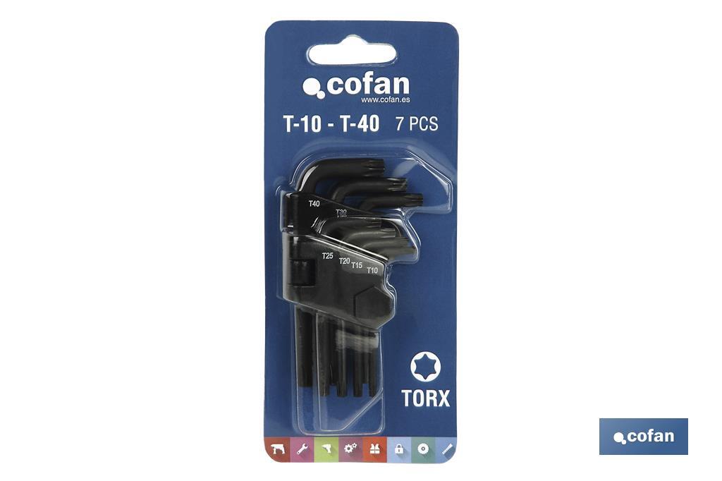 Set di chiavi Torx | 6 pezzi | Contiene: T-10, T-15, T-20, T-25, T-27, T-30 - Cofan