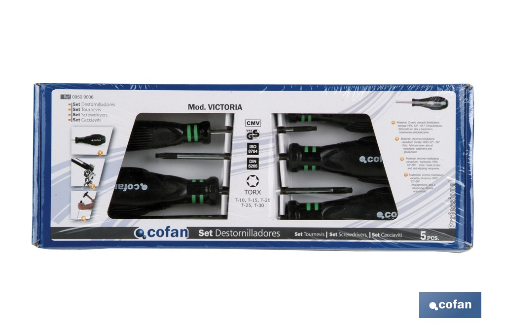 Set of Torx screwdrivers | 5 pieces | Victoria Model - Cofan