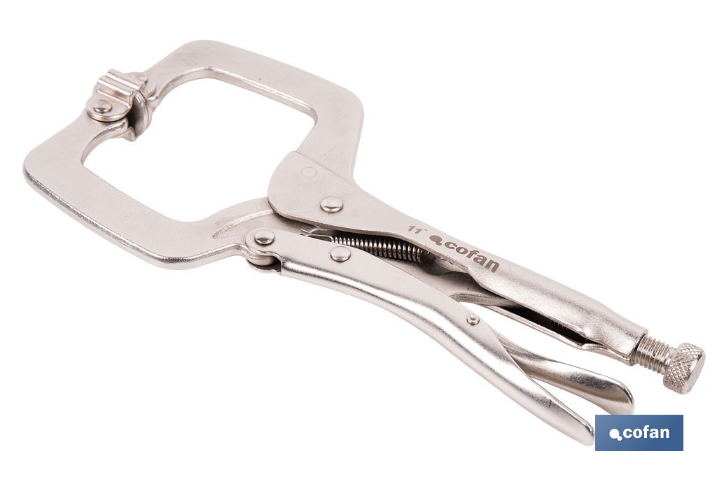 Pinze a scatto con ganasce a forma di C | Non basculanti | Lunghezza: 11” - Cofan