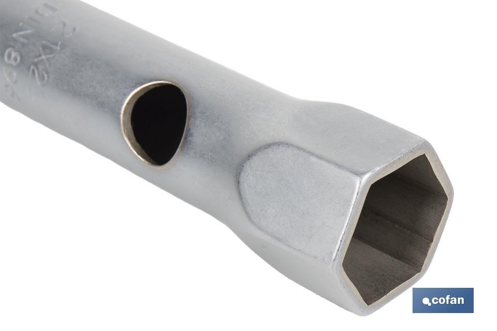 Llave de tubo DIN 896 B | Material: acero endurecido | Doble boca hexagonal | Disponible en diferentes medidas - Cofan