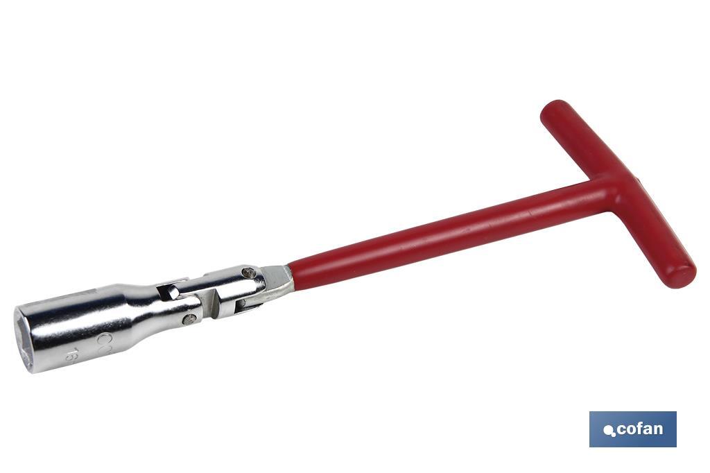 Spark plug wrench | Non-slip red handle | Size: 5/8" and 13/16" - Cofan