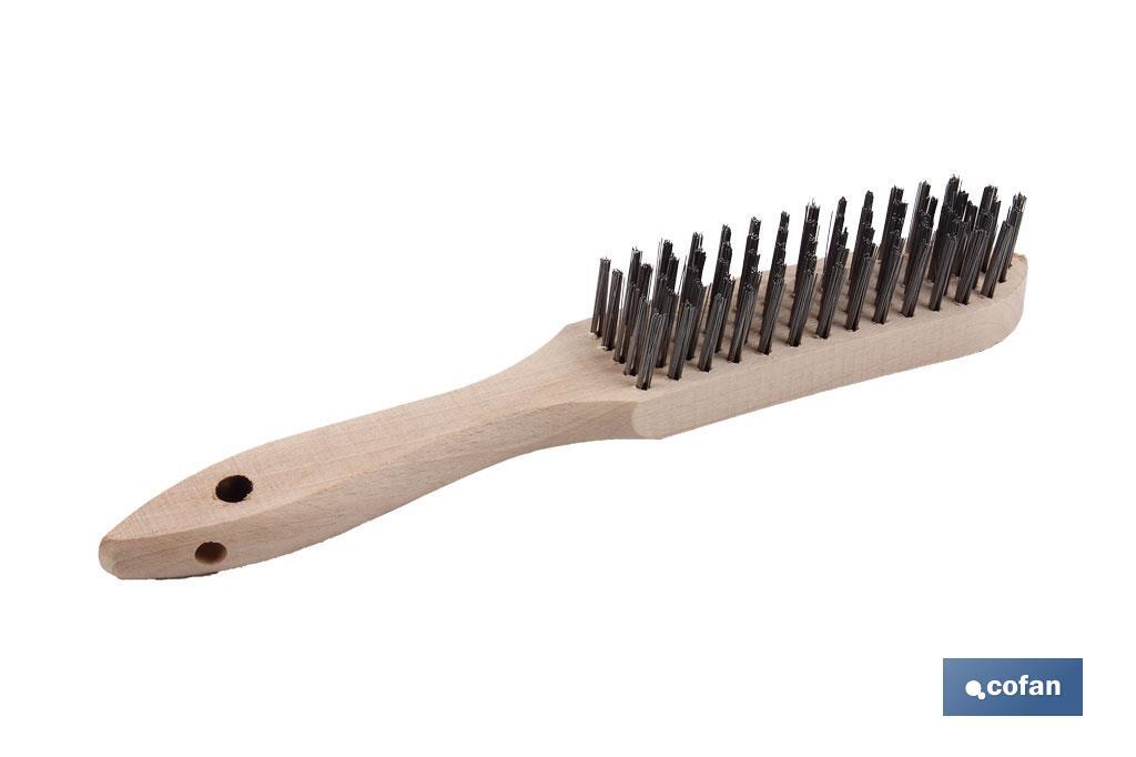 Brosse métallique pour soudures | Plusieurs lignes | Acier avec manche en bois - Cofan