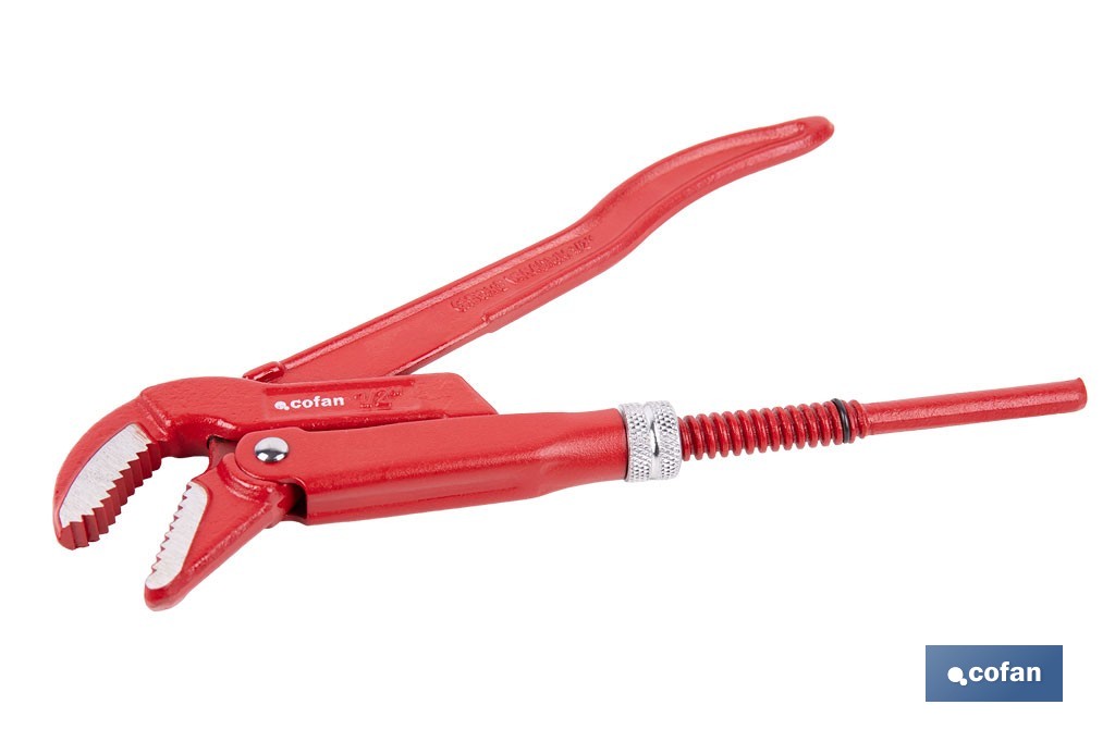 Llave sueca para fontanería forjada 45° | Herramientas de fontanería  | Medidas de apertura desde 1/2' hasta 2' de exterior. - Cofan