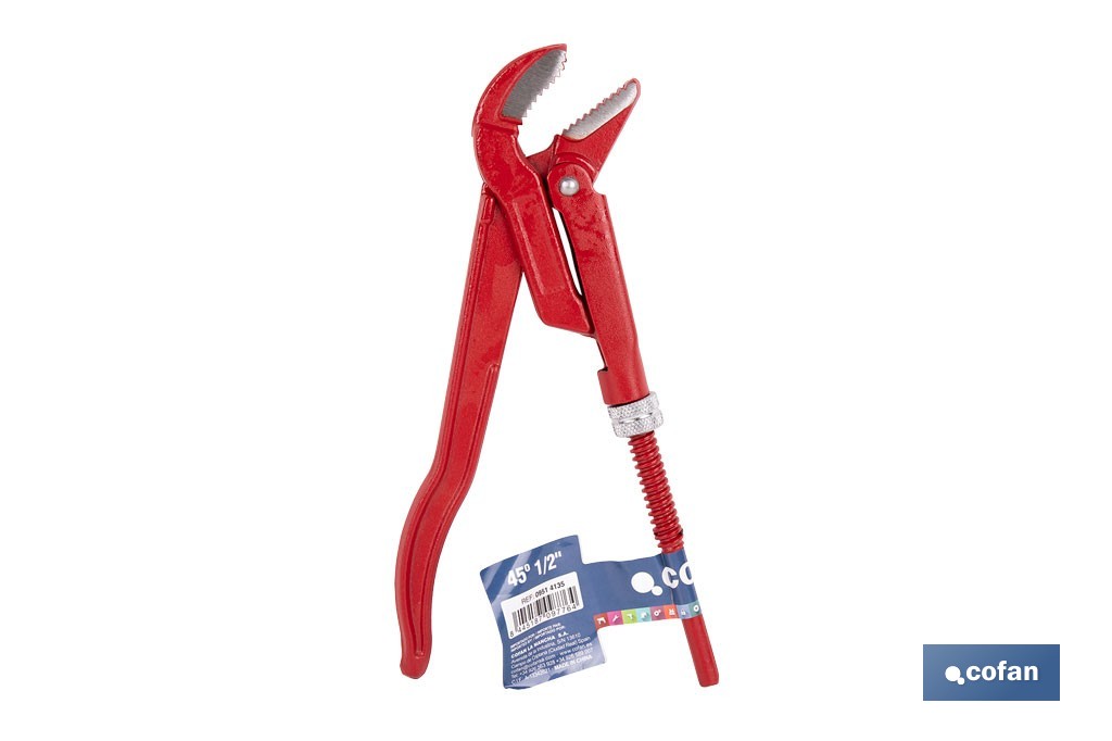 Llave sueca para fontanería forjada 45° | Herramientas de fontanería  | Medidas de apertura desde 1/2' hasta 2' de exterior. - Cofan