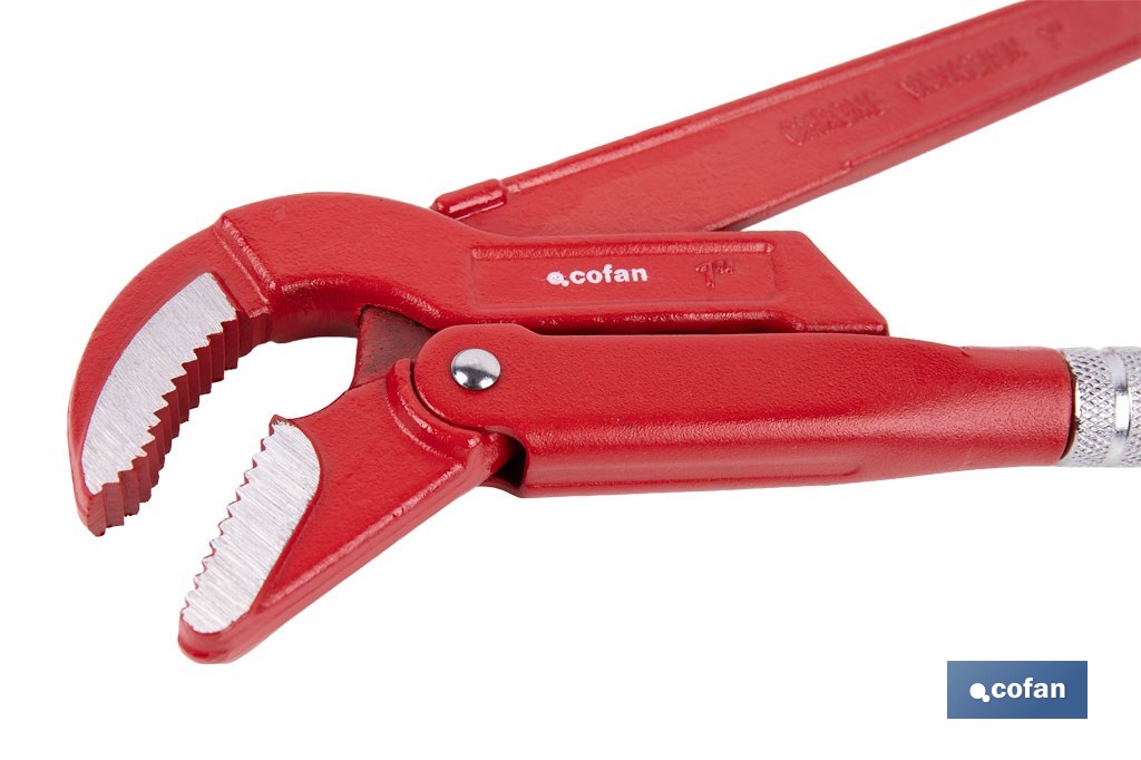 Llave sueca para fontanería forjada 45° | Herramientas de fontanería  | Medidas de apertura desde 1/2' hasta 2' de exterior. - Cofan