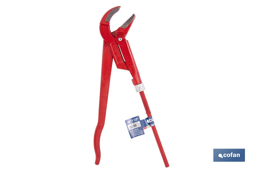 Llave sueca para fontanería forjada 45° | Herramientas de fontanería  | Medidas de apertura desde 1/2' hasta 2' de exterior. - Cofan