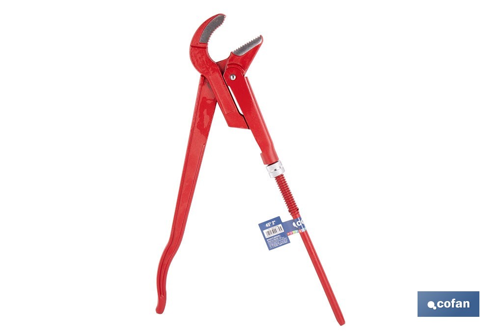 Llave sueca para fontanería forjada 45° | Herramientas de fontanería  | Medidas de apertura desde 1/2' hasta 2' de exterior. - Cofan